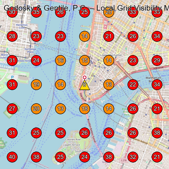 Godosky & Gentile, P.C. GeoGrid visibility map for Personal Injury Attorney in New York